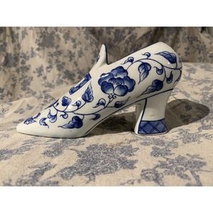 VTG Andrea by Sadek Blue and White Heeled Shoe Boot Figurine